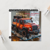 レッドサファリトラックお誕生日ケーキ カード (正面/裏面インサイチュ)