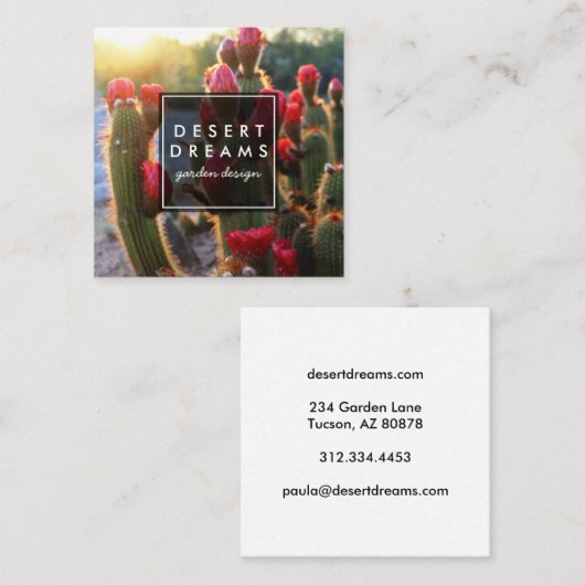 レッドサボテン花砂漠ガーデン写真旅行ツアー スクエア名刺 (正面/裏面)