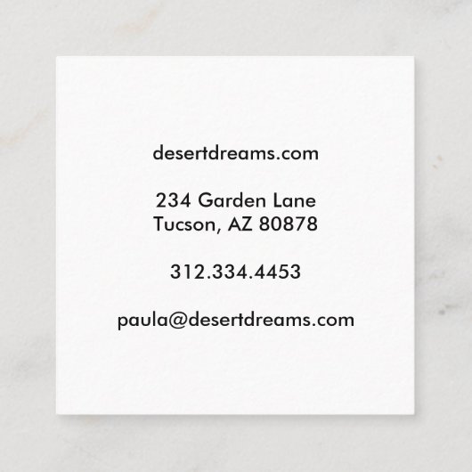 レッドサボテン花砂漠ガーデン写真旅行ツアー スクエア名刺 (裏面)