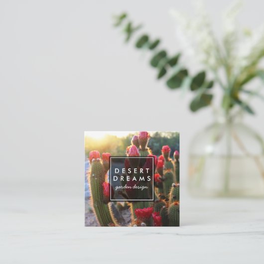 レッドサボテン花砂漠ガーデン写真旅行ツアー スクエア名刺 (スタンド正面)