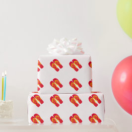 レッドサマービーチパーティービーチサンダルラッピング紙 ラッピングペーパー