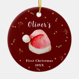 レッドサンエレガントタハットベビー初のクリスマス セラミックオーナメント