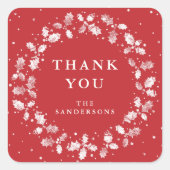 レッドサンキュークリスマスホリーリース スクエアシール (正面)