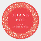レッドサンキューライツきらめくクリスマス ラウンドシール (正面)