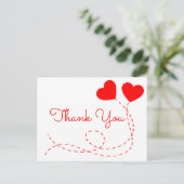 レッドサンキュー結婚のハートバルーンブライダルシャワー ポストカード (スタンド正面)
