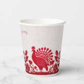 レッドサンクスギビングトルコフローラ紙カップ 紙コップ (裏面)
