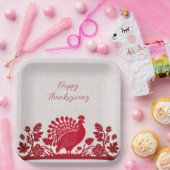 レッドサンクスギビングトルコフローラ紙プレート ペーパープレート (パーティー)