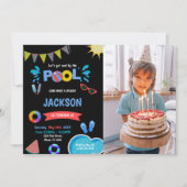 レッドサングラスプール誕生日招待状w photo 招待状 (正面)