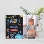 レッドサングラスプール誕生日招待状w photo 招待状 (スタンド正面)