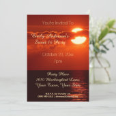 レッドサンセットサマービーチテーマスウィート16誕生日 招待状 (スタンド正面)