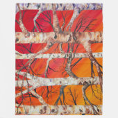 レッドサンセット樺の木フリースブランケット フリースブランケット (正面)