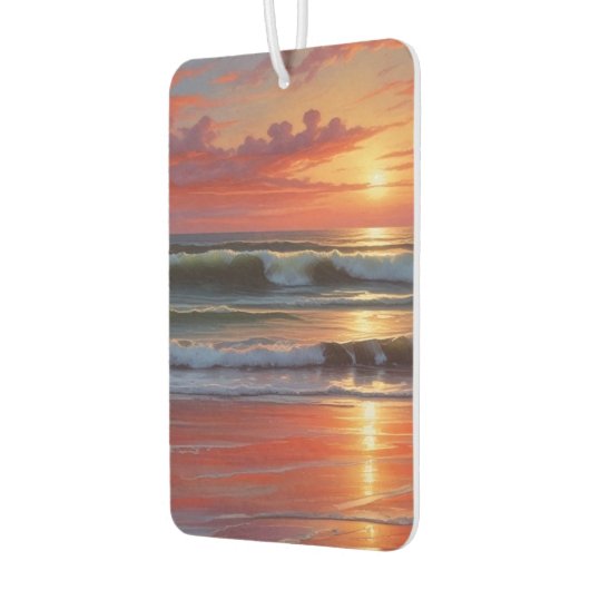 レッドサンセット海シー絵を描スケープアートワーク カーエアーフレッシュナー (左)