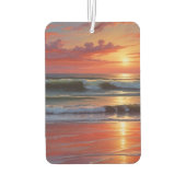レッドサンセット海シー絵を描スケープアートワーク カーエアーフレッシュナー (裏面)