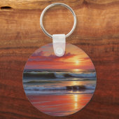 レッドサンセット海シー絵を描スケープアートワーク キーホルダー (裏面)