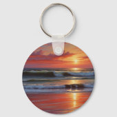 レッドサンセット海シー絵を描スケープアートワーク キーホルダー (裏面)