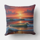 レッドサンセット海シー絵を描スケープアートワーク クッション (裏面)