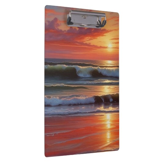 レッドサンセット海シー絵を描スケープアートワーク クリップボード (右)