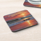 レッドサンセット海シー絵を描スケープアートワーク コースター (左側)