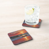 レッドサンセット海シー絵を描スケープアートワーク コースター (右側)