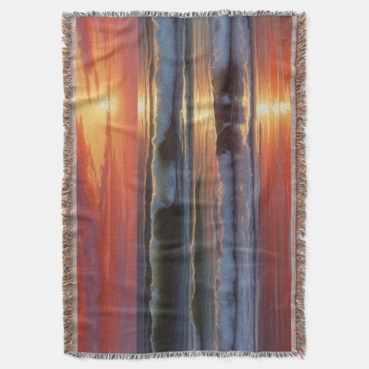 レッドサンセット海シー絵を描スケープアートワーク スローブランケット (正面縦)