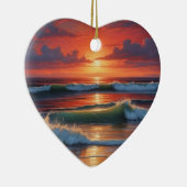 レッドサンセット海シー絵を描スケープアートワーク セラミックオーナメント (右)