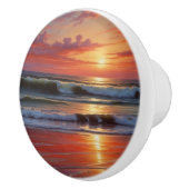 レッドサンセット海シー絵を描スケープアートワーク セラミックノブ (右)