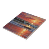 レッドサンセット海シー絵を描スケープアートワーク タイル (側面)
