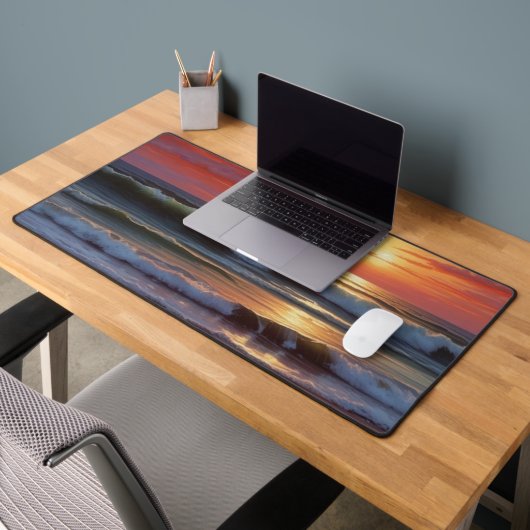 レッドサンセット海シー絵を描スケープアートワーク デスクマット (オフィス2)