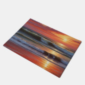 レッドサンセット海シー絵を描スケープアートワーク ドアマット (アングル)