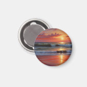 レッドサンセット海シー絵を描スケープアートワーク マグネット (正面/裏面)