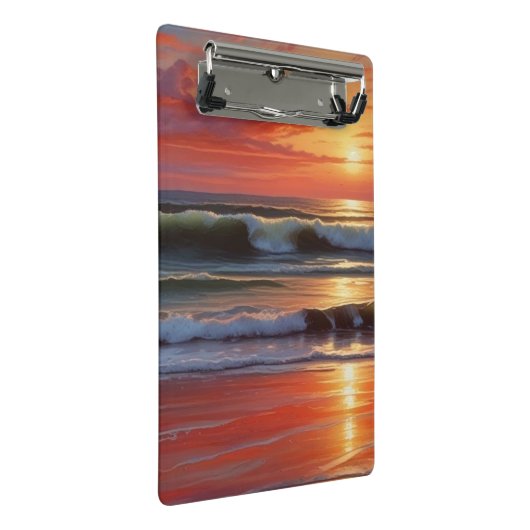 レッドサンセット海シー絵を描スケープアートワーク ミニクリップボード (アングル)