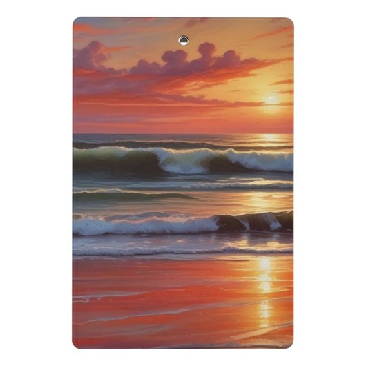 レッドサンセット海シー絵を描スケープアートワーク ミニクリップボード (裏面)