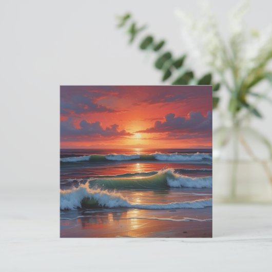 レッドサンセット海絵を描シースケープのアートワーク (スタンド正面)