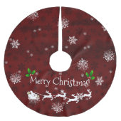 レッドサンタそりとトナカイのツリースカート ブラッシュドポリエステルツリースカート (正面)