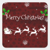 レッドサンタのそり&トナカイのステッカー スクエアシール (正面)