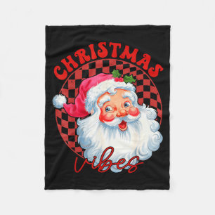 レッドサンタのクリスマスビンテージサンタクロースF フリースブランケット