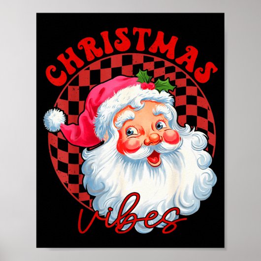 レッドサンタのクリスマス雰囲気ヴィンテージNKサンタクロースF ポスター (正面)