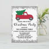 レッドサンタクリスマスツリーホリデークリスマスパーティーシルバー 招待状 (スタンド正面)