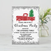 レッドサンタクリスマスツリーホリデークリスマスパーティーシルバー 招待状 (スタンド正面)