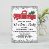 レッドサンタクリスマスツリーホリデークリスマスパーティーシルバー 招待状 (スタンド正面)
