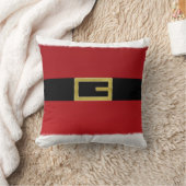 レッドサンタクロースのベルト&ホワイトファークリスマス クッション (ブランケット)