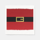 レッドサンタクロースのベルト&ホワイトファークリスマス スタンダードカクテルナプキン (正面)