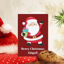 レッドサンタクロースカスタマイズキッズクリスマス カード