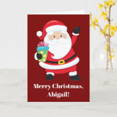 レッドサンタクロースカスタマイズキッズクリスマス カード (黄色い花)