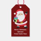 レッドサンタクロースカスタマイズキッズクリスマス ギフトタグ (正面)