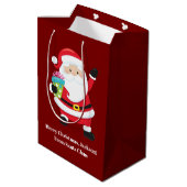 レッドサンタクロースカスタマイズキッズクリスマス ミディアムペーパーバッグ (裏面アングル)