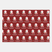 レッドサンタクロースカスタマイズキッズクリスマス ラッピングペーパーシート (正面)