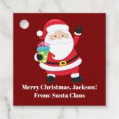 レッドサンタクロースカスタムキッズクリスマスパーティー フェイバータグ (正面)