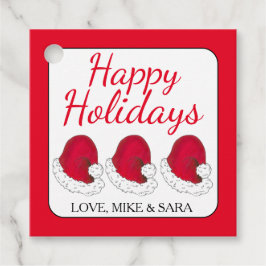 レッドサンタクロースハットクリスマスハッピーホリデイズ フェイバータグ