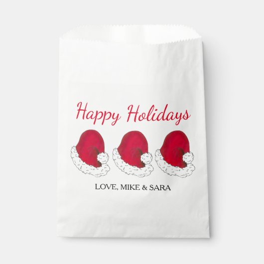 レッドサンタクロースハットクリスマスハッピーホリデイズ フェイバーバッグ (正面)